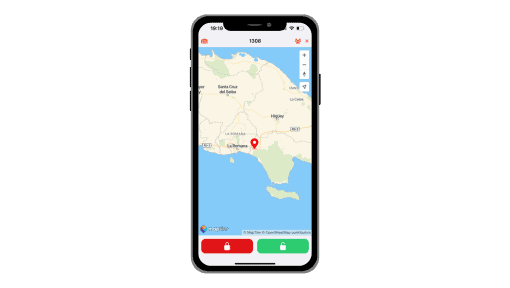 Rastreo GPS en vivo de un carrito de golf en la app Eco Planeta IQ