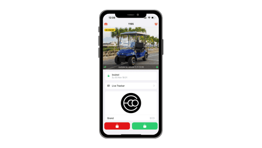 Unlocking an electric golf cart with a digital key in the Eco Planeta IQ app