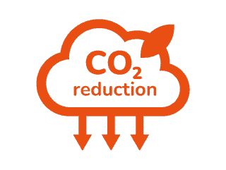 Nube etiquetada como reducción de CO2 con flechas hacia abajo