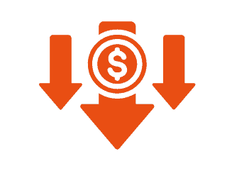 Signo de dólar con flechas hacia abajo